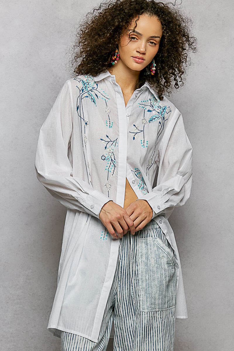 Cotton Shirt Top - Ivory