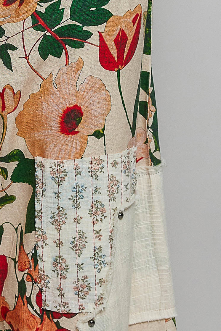 Floral Straight Pants - Cream