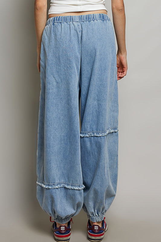 Slouchy Studded Joggers - Denim