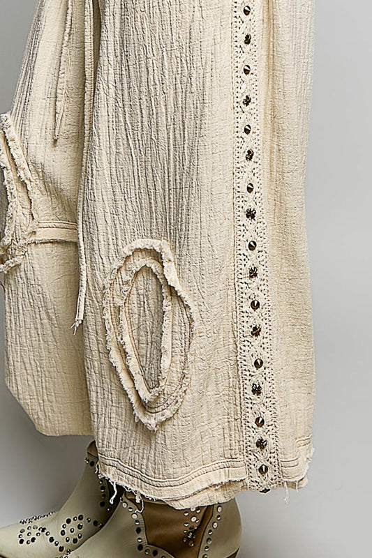 Slouchy Studded Joggers - Natural