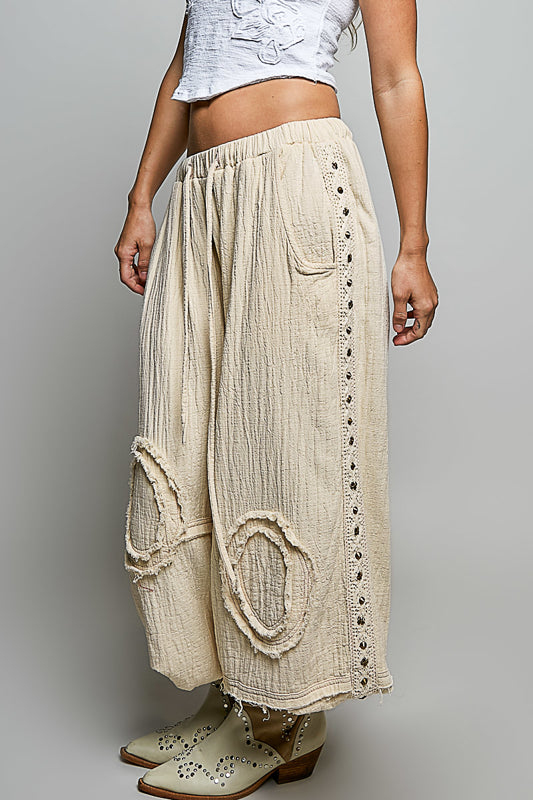 Slouchy Studded Joggers - Natural