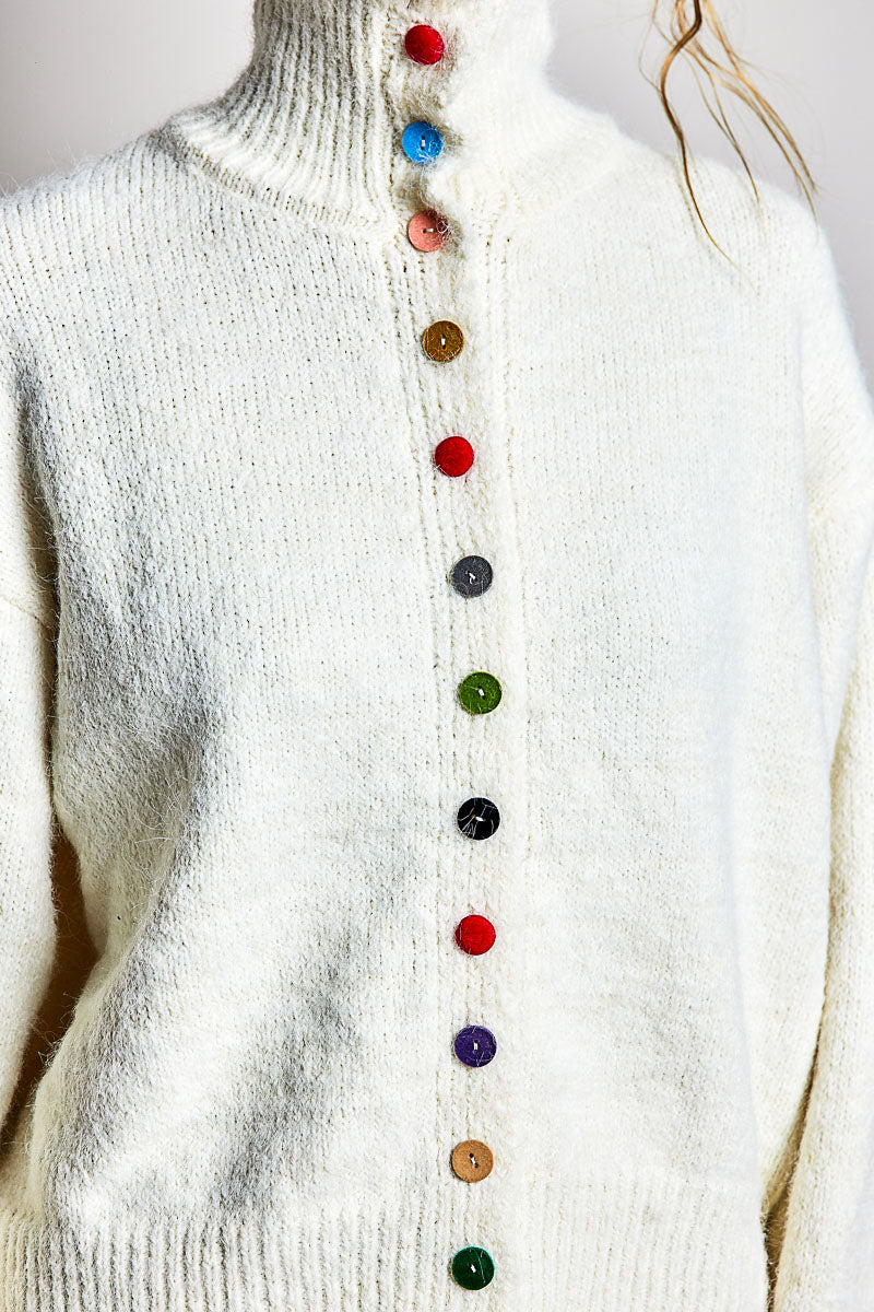 Retro Knit Cardigan - Cream