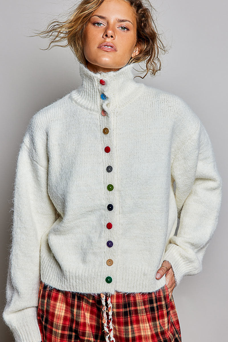 Retro Knit Cardigan - Cream
