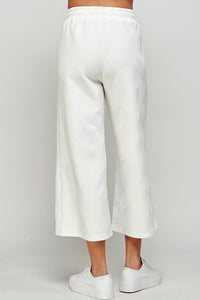 Geo Ribbed Cropped Pants - White
