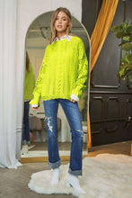 Load image into Gallery viewer, Lime Green Crochet Crewneck