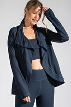 Load image into Gallery viewer, Assymetic Jacket with Cowl Neck - Nocturnal Navy