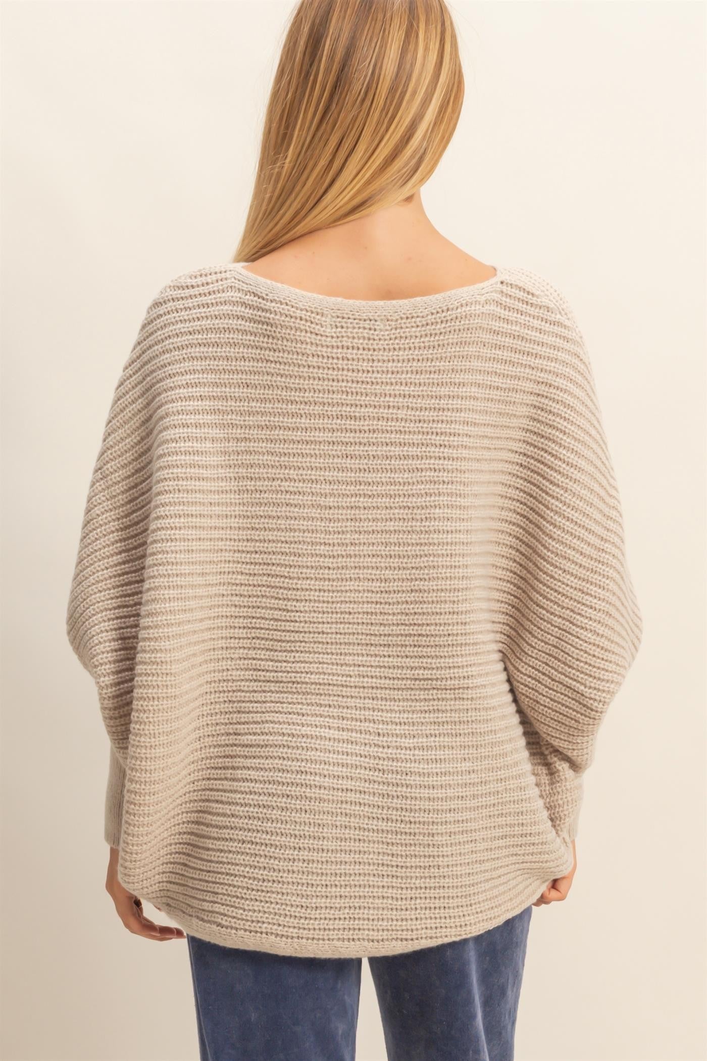 Oversized Knit Sweater - Taupe