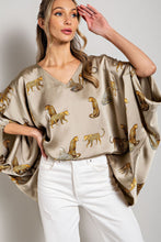 Load image into Gallery viewer, Leopard Dolman Satin Blouse