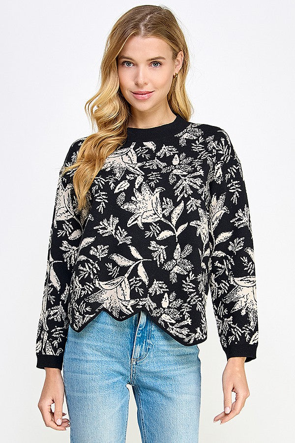 Jacquard Floral Sweater Set