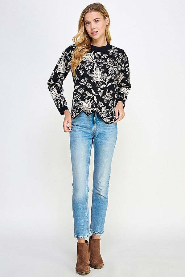 Jacquard Floral Sweater Set