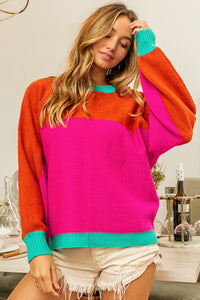Color Block Sweater - Orange