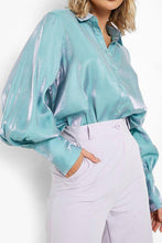 Load image into Gallery viewer, Shimmery Shirt Dress - Blue