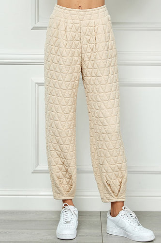 Cream Quilted Jogger Pants