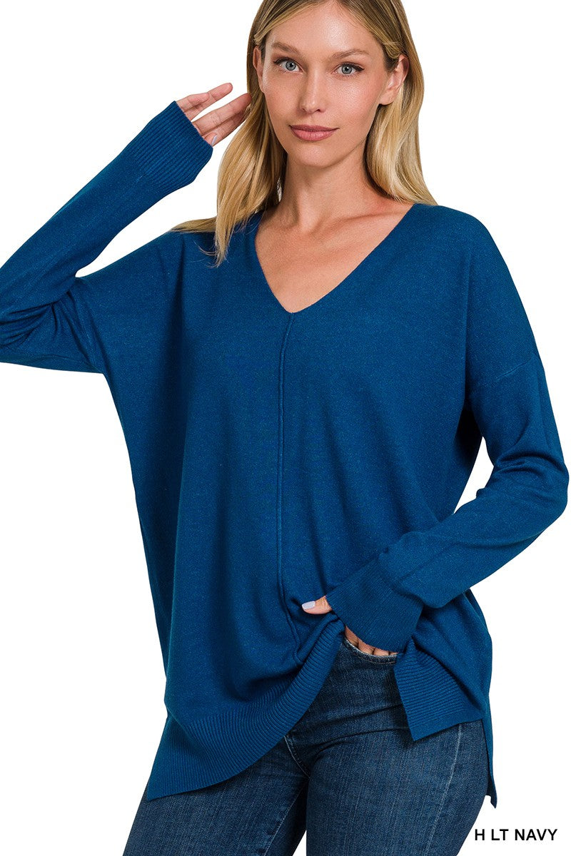V-neck Tunic - Light Navy