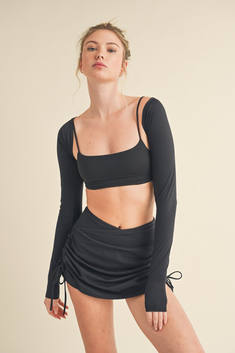 Cropped Fitted Shrug - Black