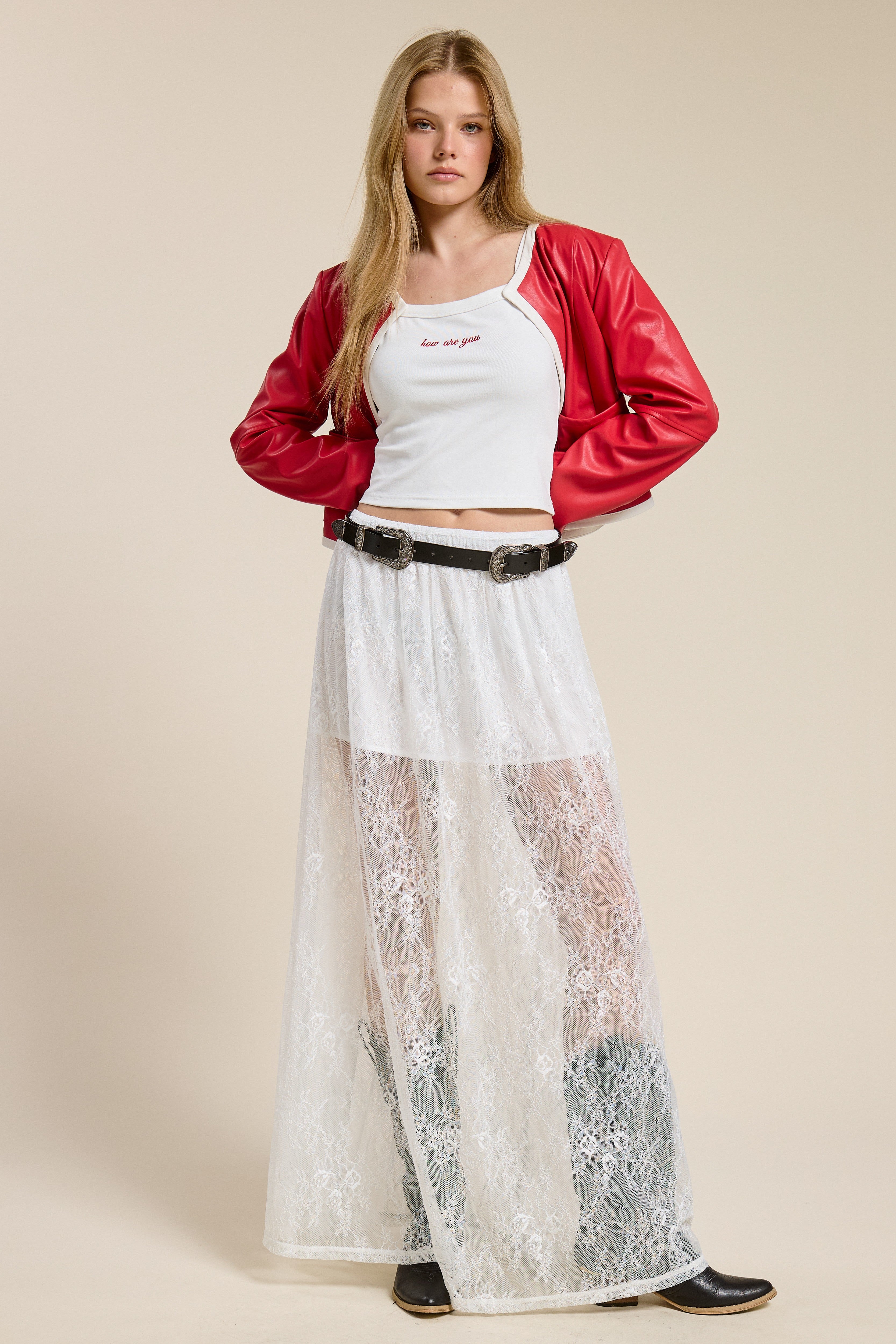 Contract Faux Leather Jacket - Red