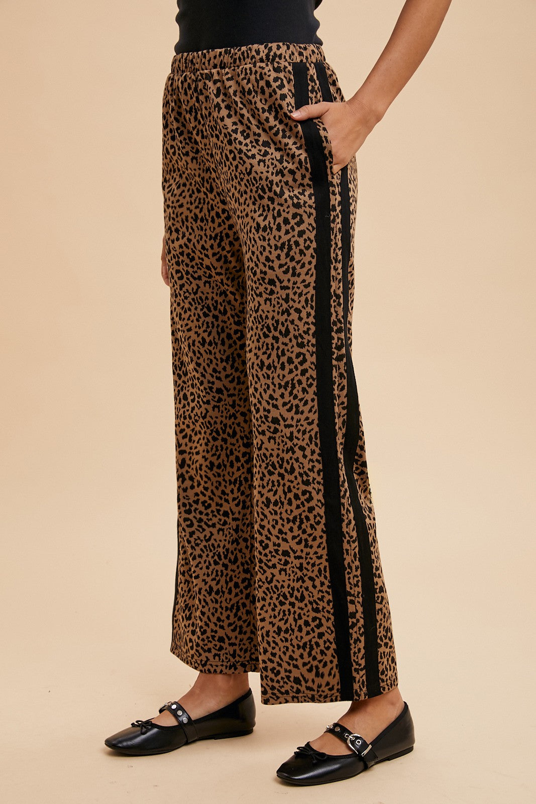 Leopard Jacquard Knit Track Pants