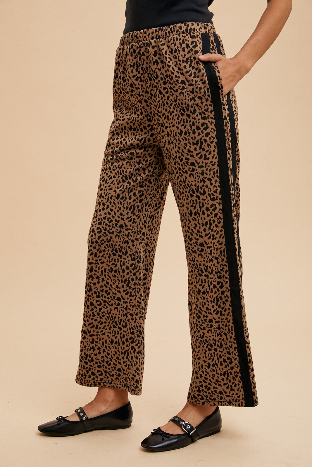 Leopard Jacquard Knit Track Pants