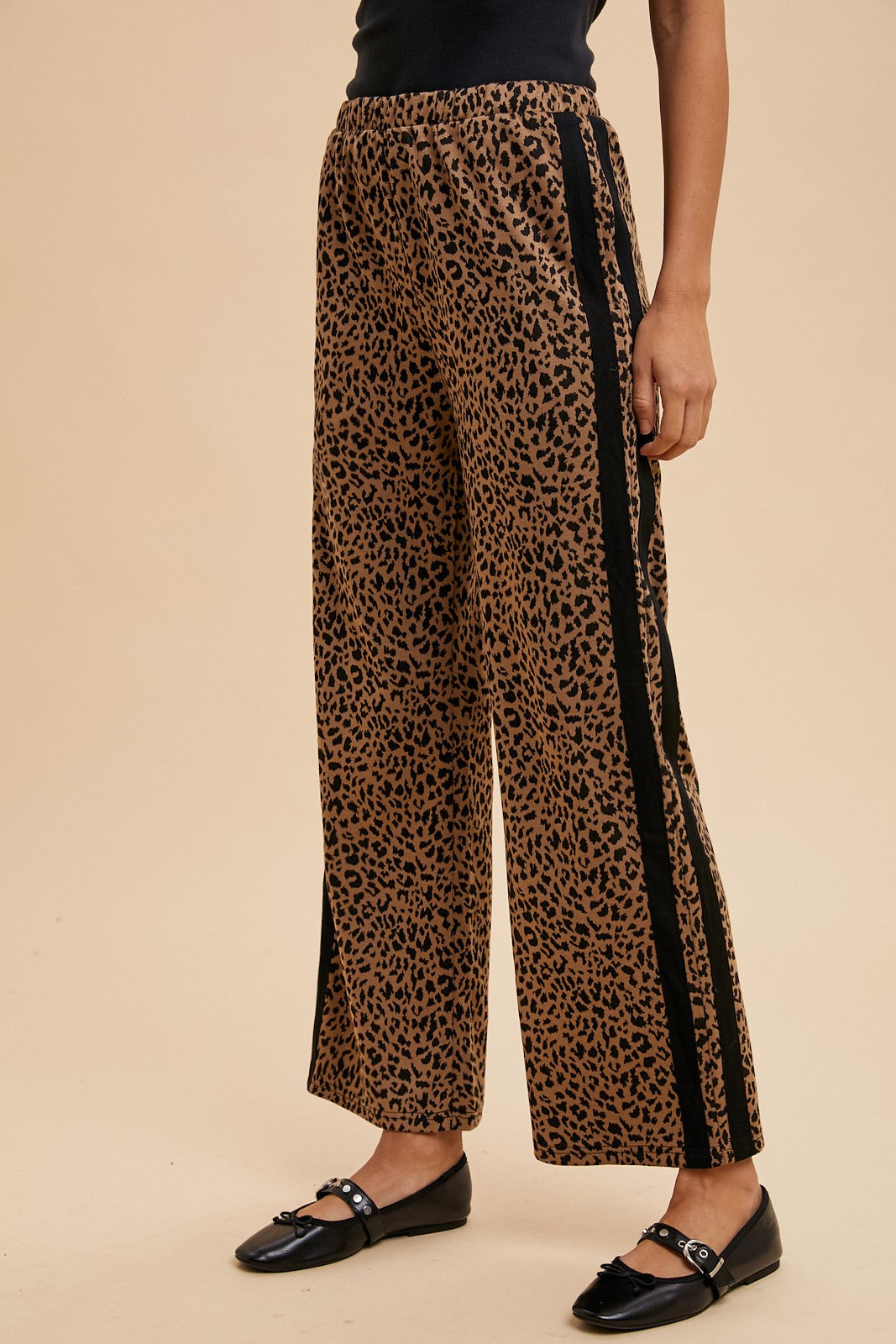 Leopard Jacquard Knit Track Pants