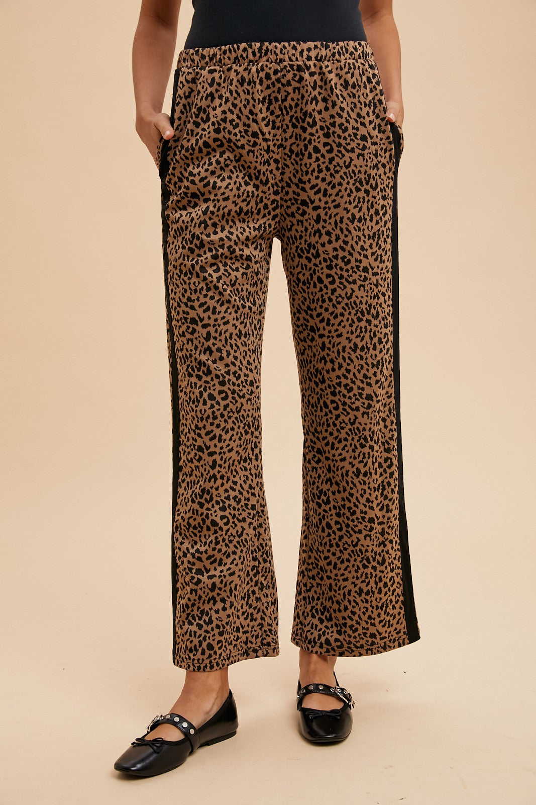 Leopard Jacquard Knit Track Pants