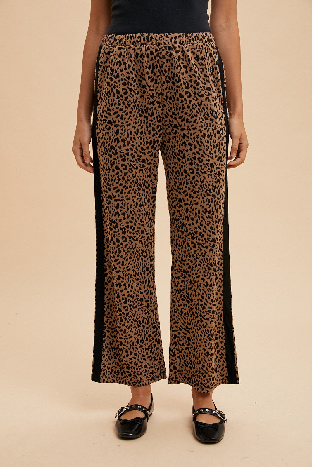 Leopard Jacquard Knit Track Pants