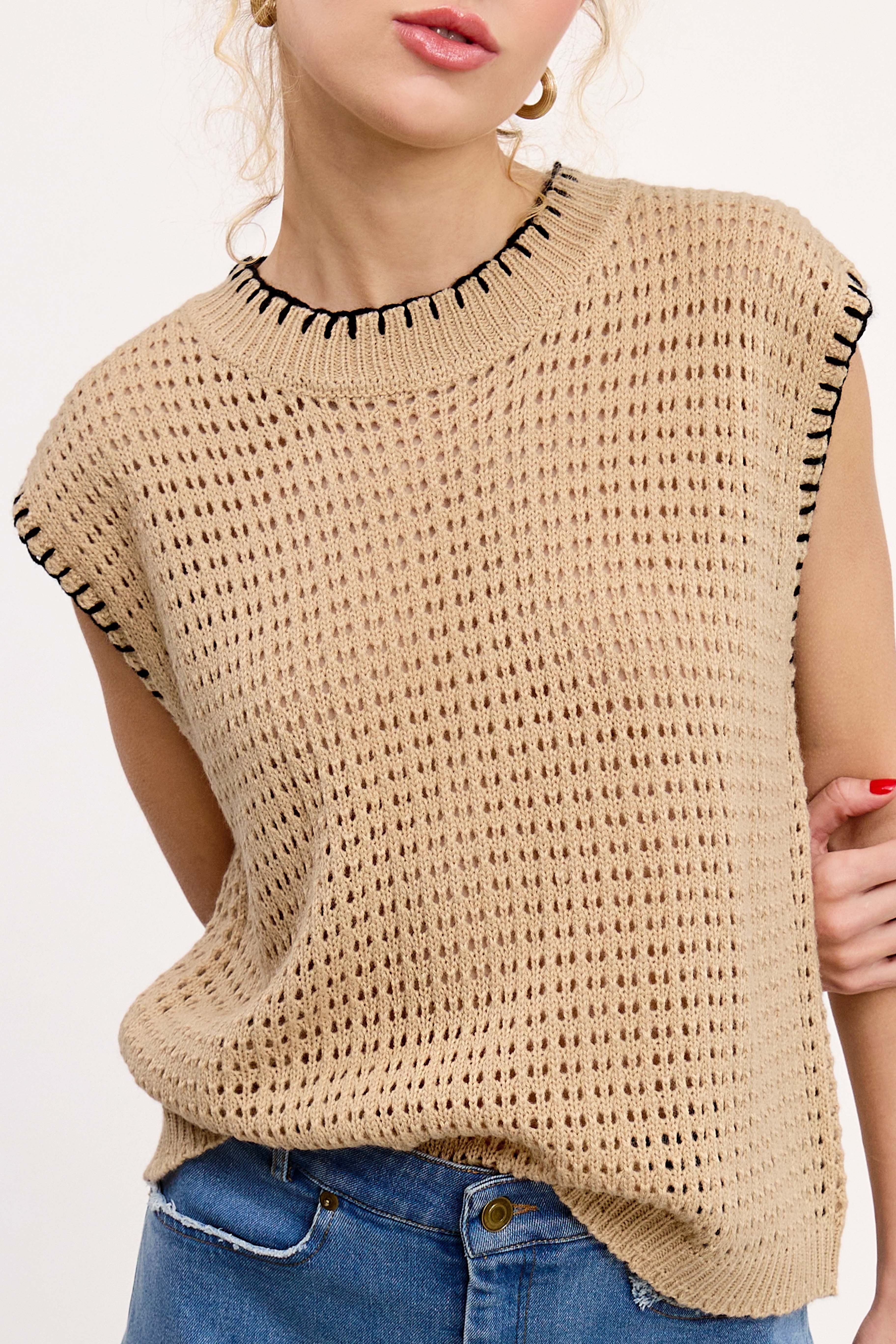 Crochet Stitching Detail Vest