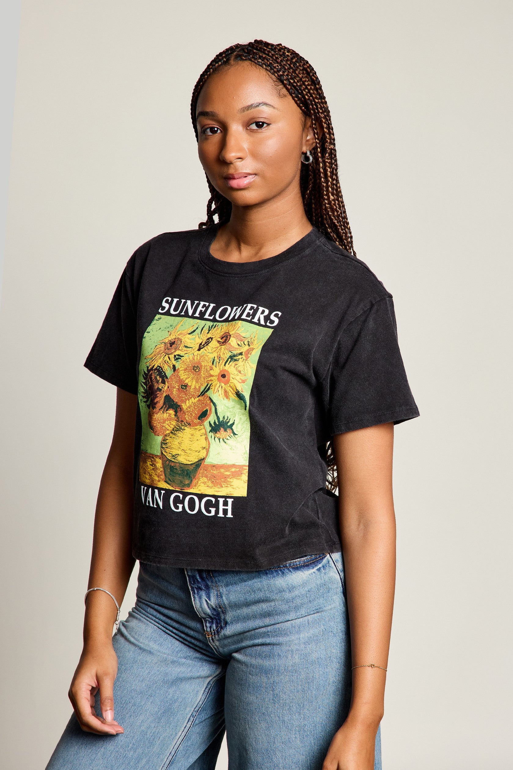 Sunflowers Van Gogh Cropped Tee