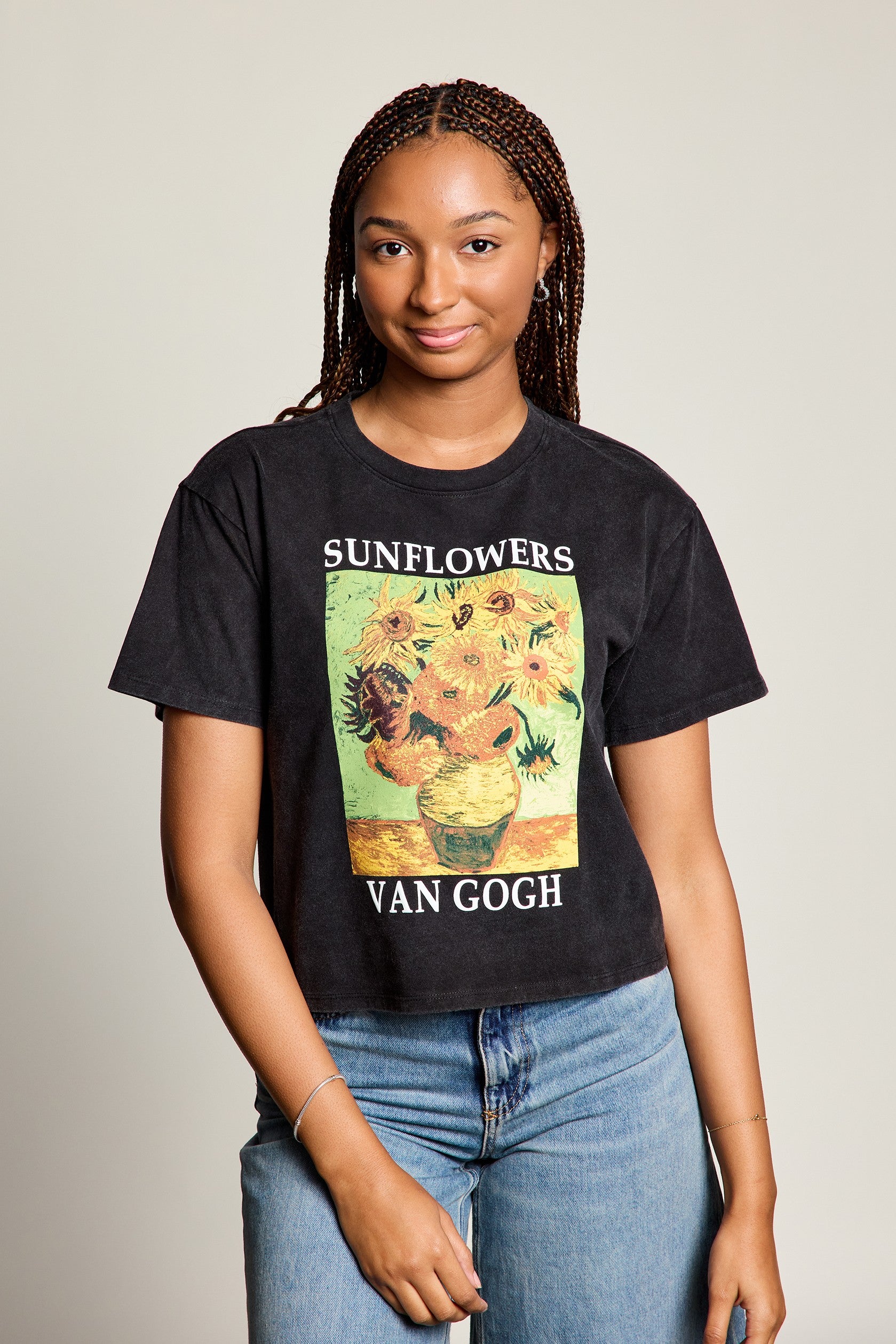 Sunflowers Van Gogh Cropped Tee