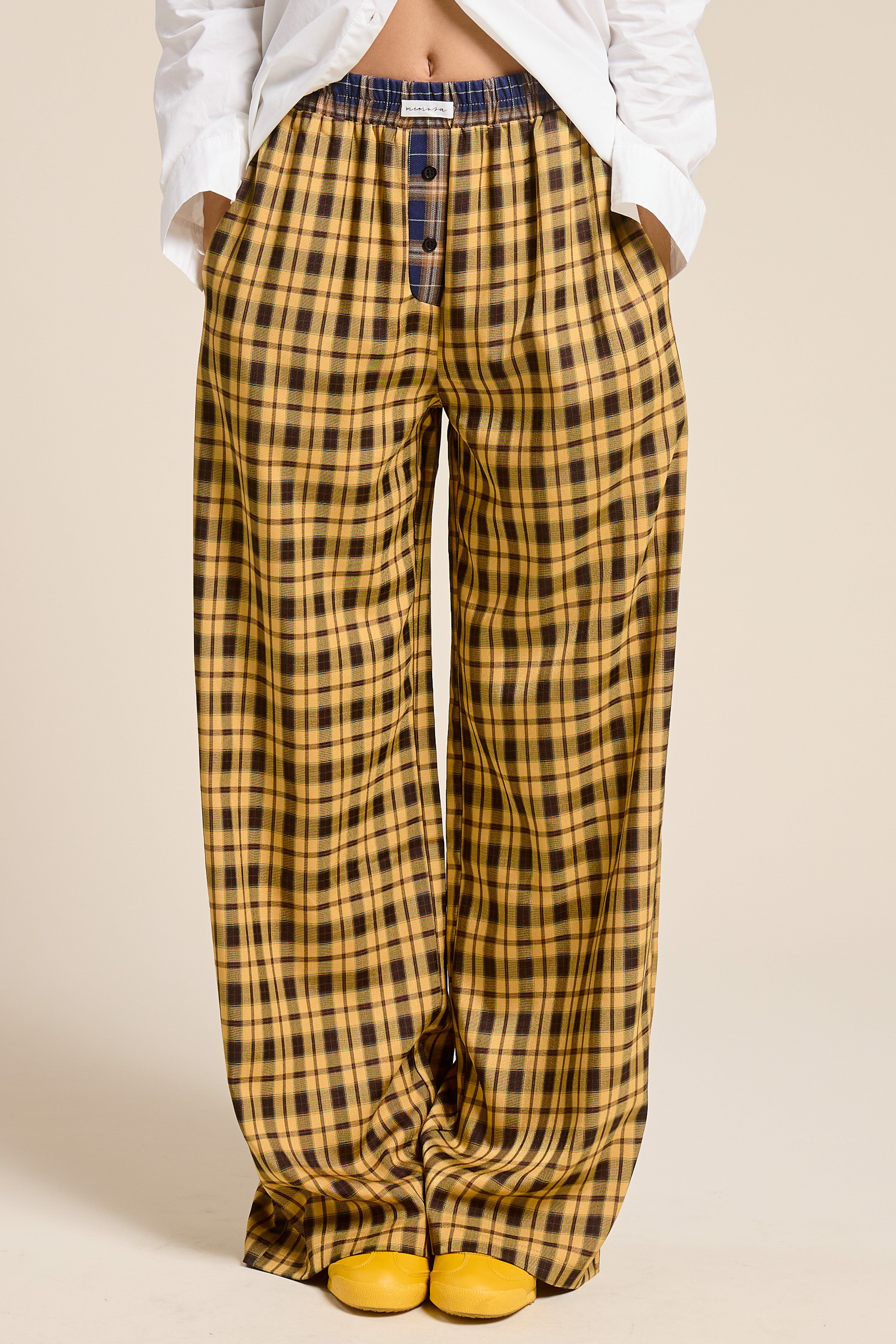 Boxer Plaid Pattern Pant - Mustard
