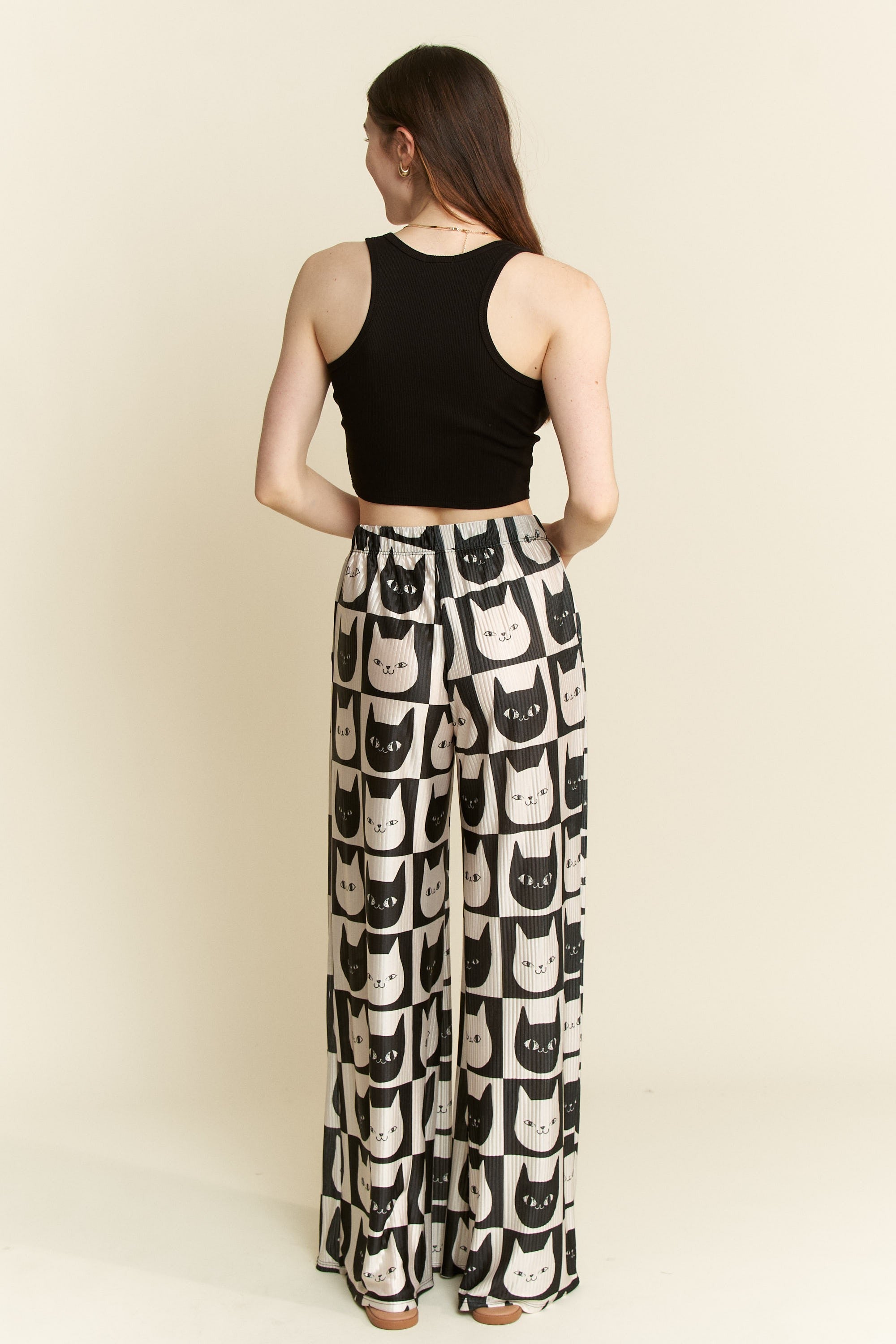 Cat Face Print Wide Pants