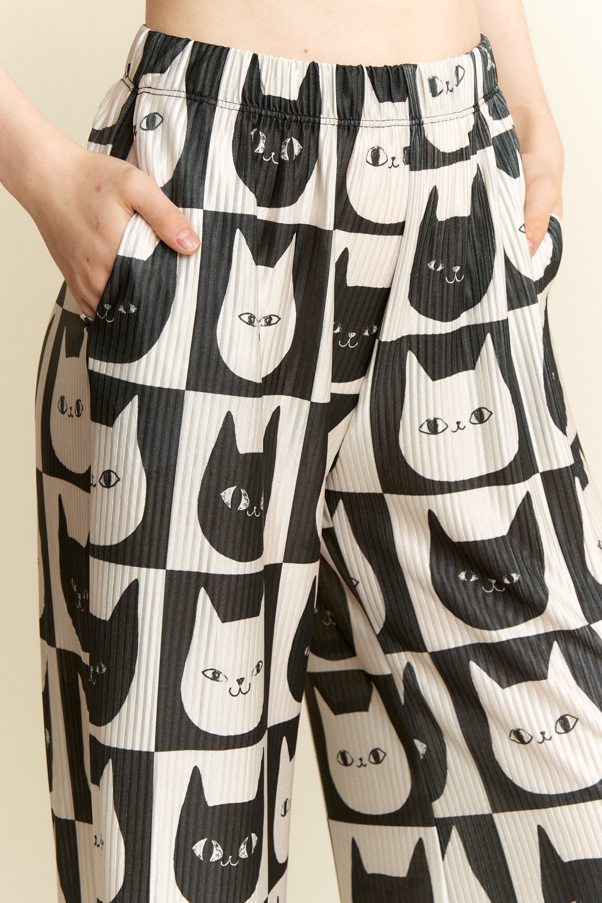 Cat Face Print Wide Pants
