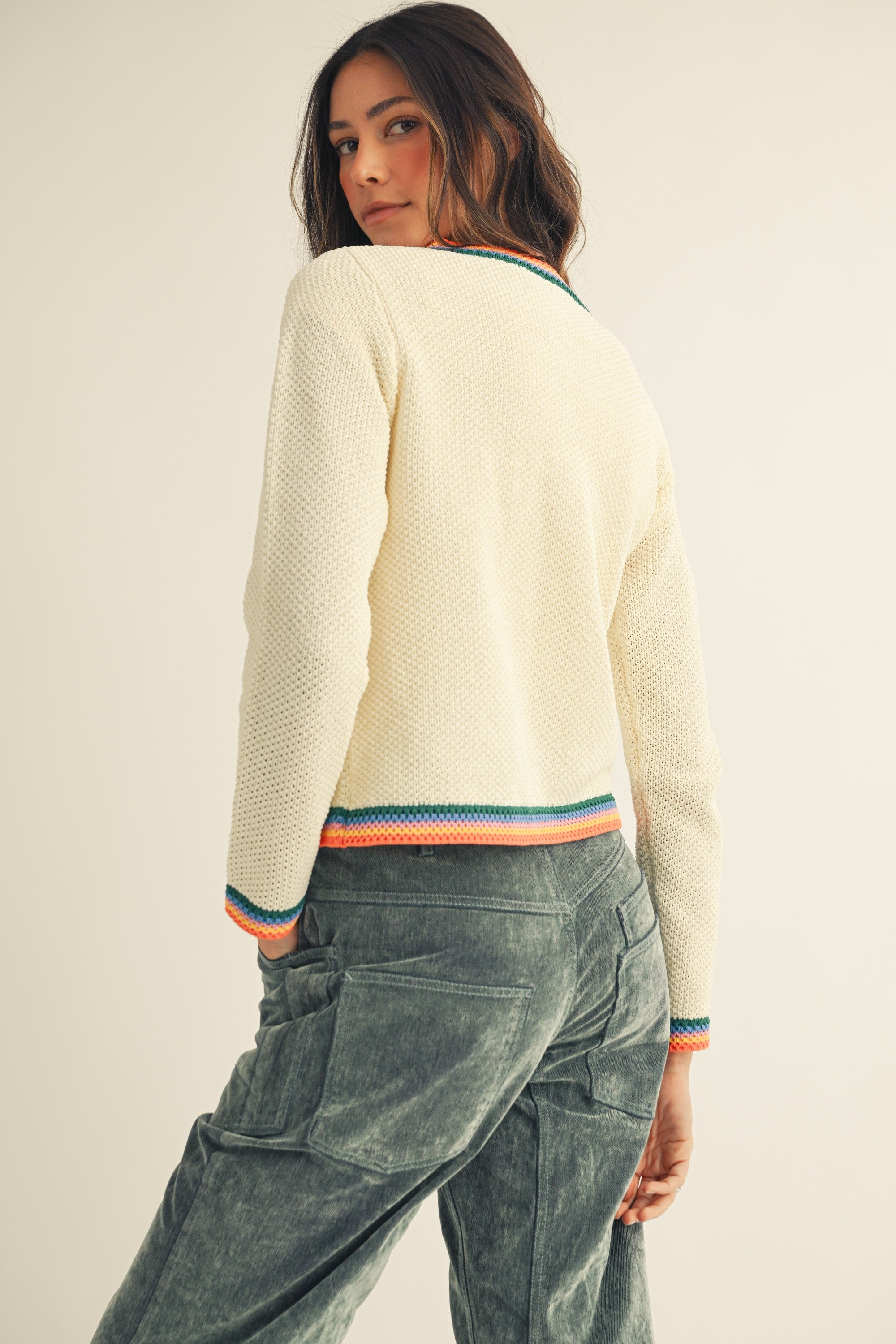 Knit Pocket Cardigan - Ivory