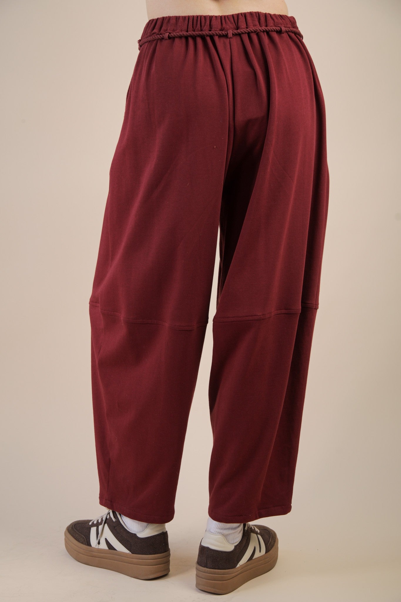 Braid Waist Barrel Pants - Taupe
