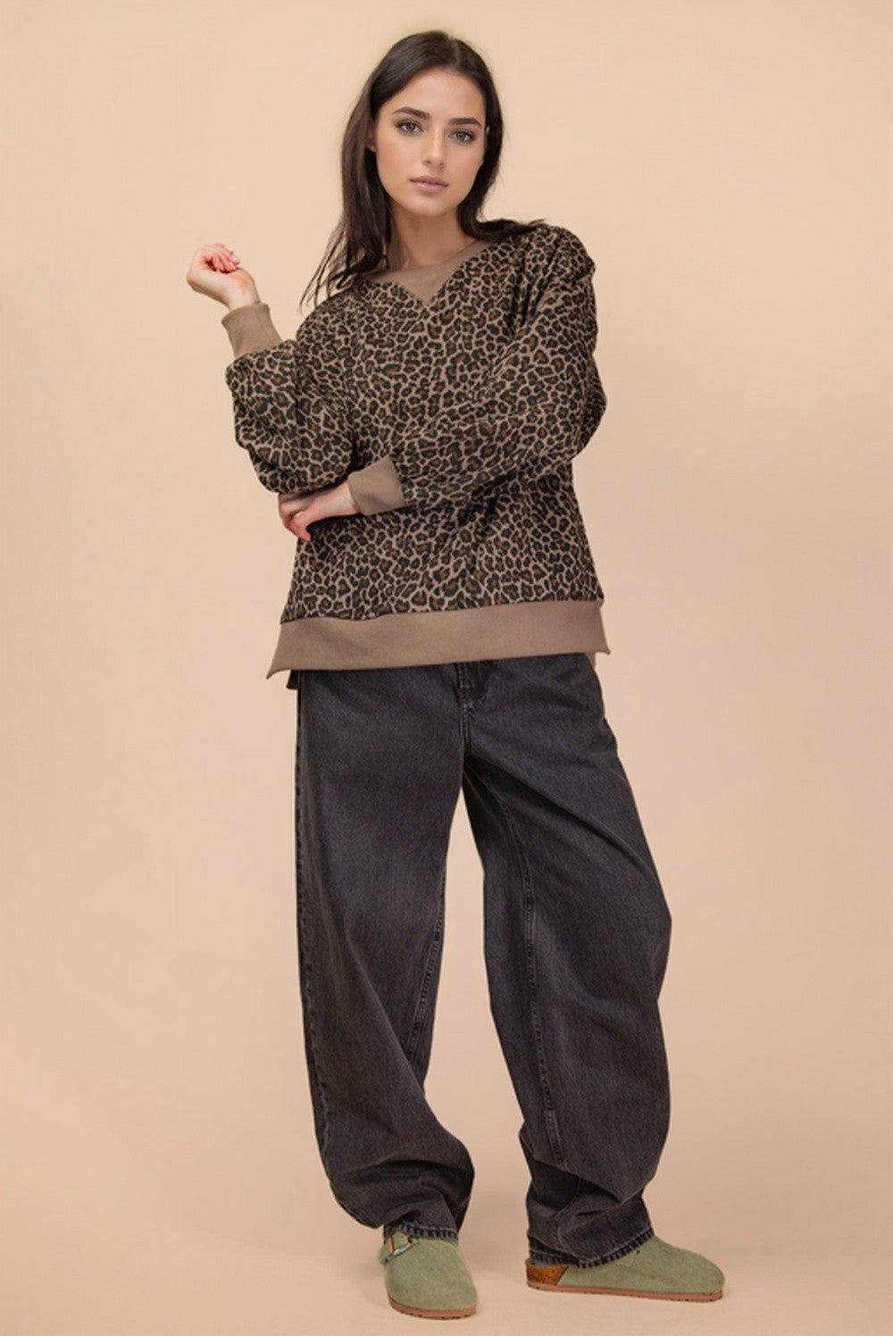Leopard & Camo Knit Top - Cocoa
