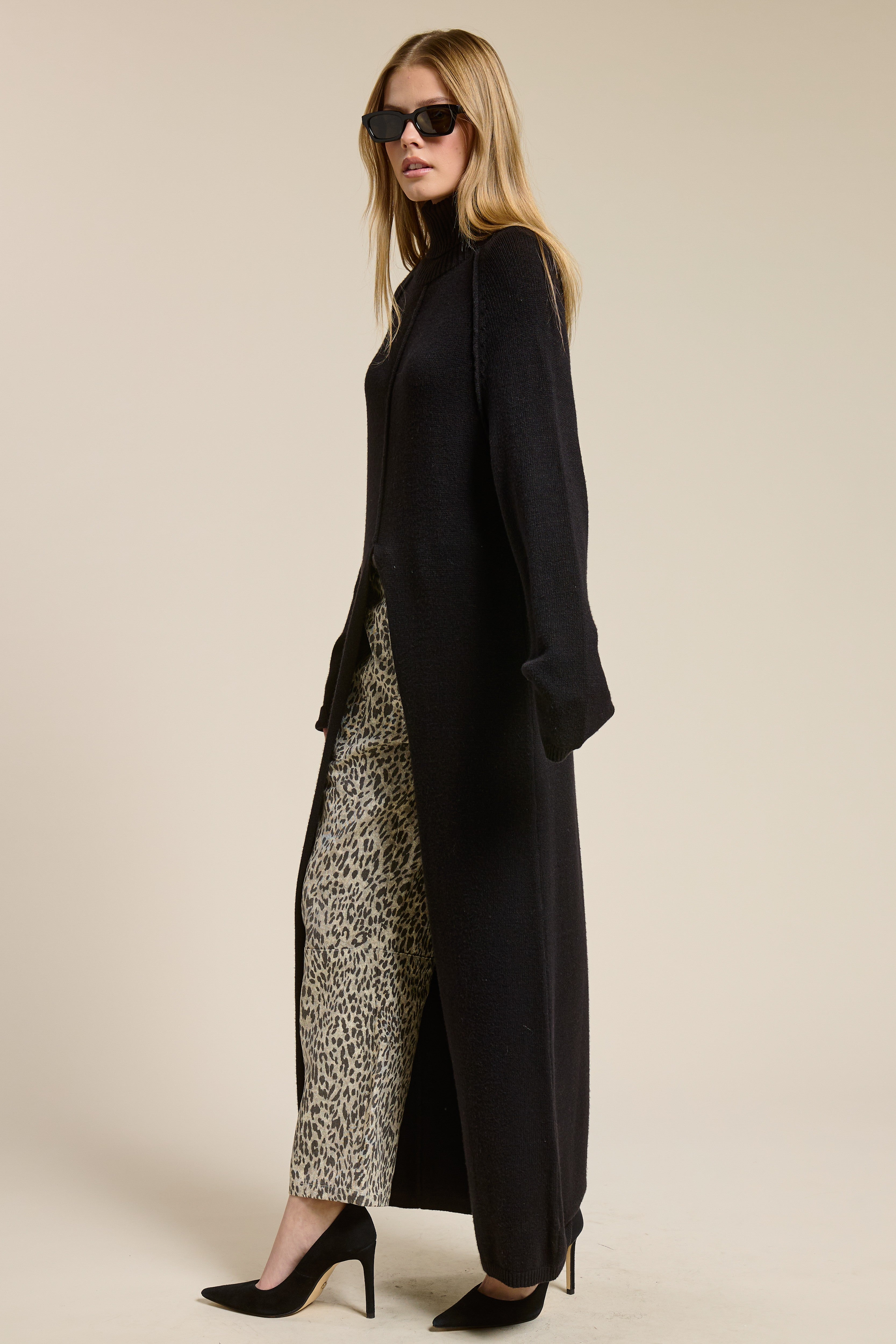 Turtleneck Tunic Dress - Black