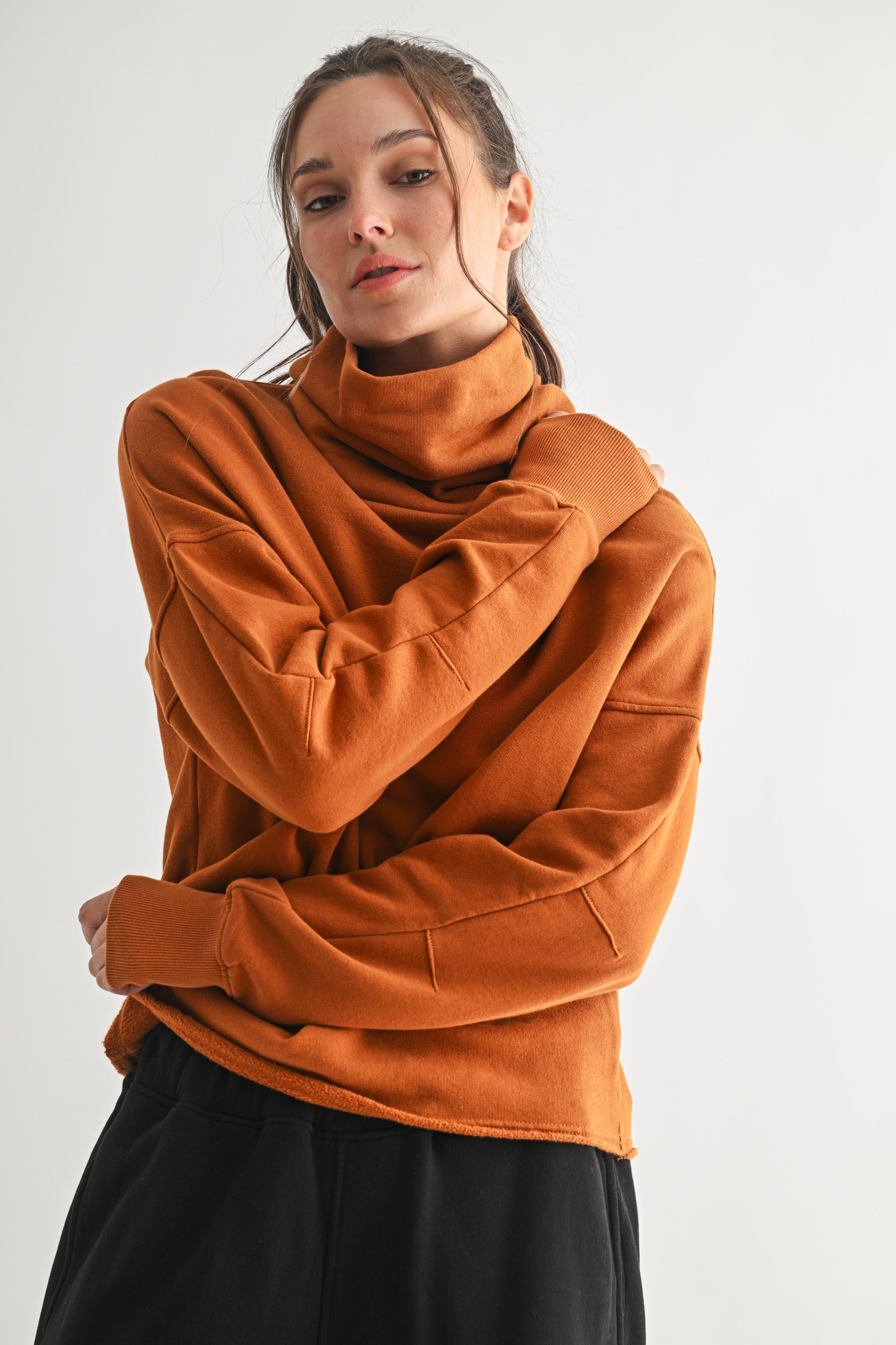 Lounge Layer Turtleneck - Burnt Amber
