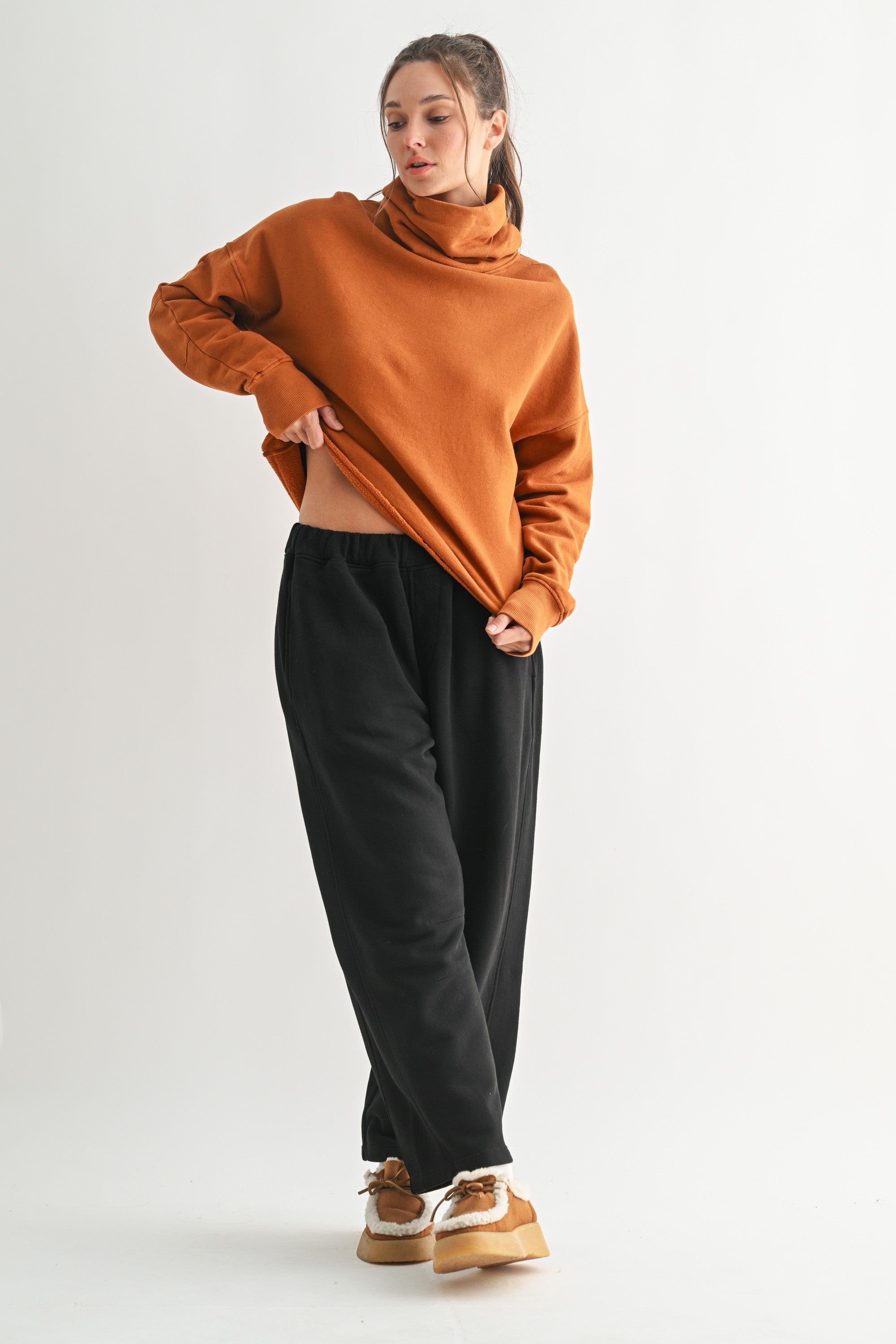 Lounge Layer Turtleneck - Burnt Amber