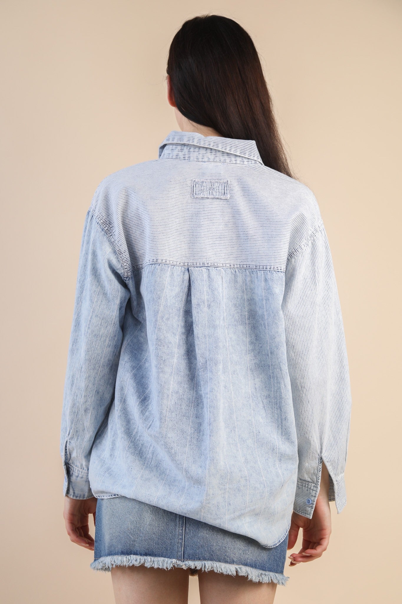 Mineral Washed Striped Shirt - Indigo