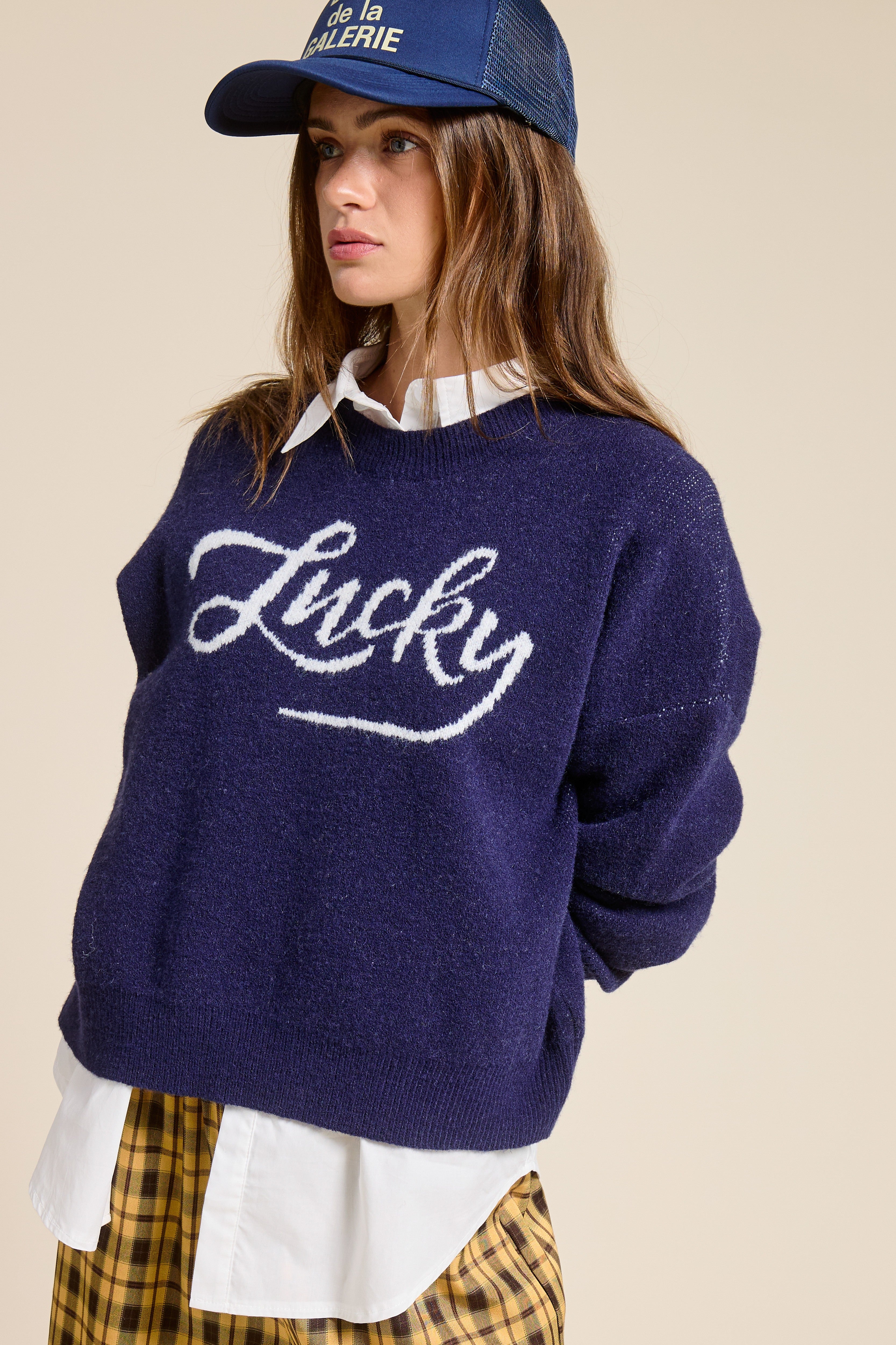 Lucky Crewneck Sweater - Navy