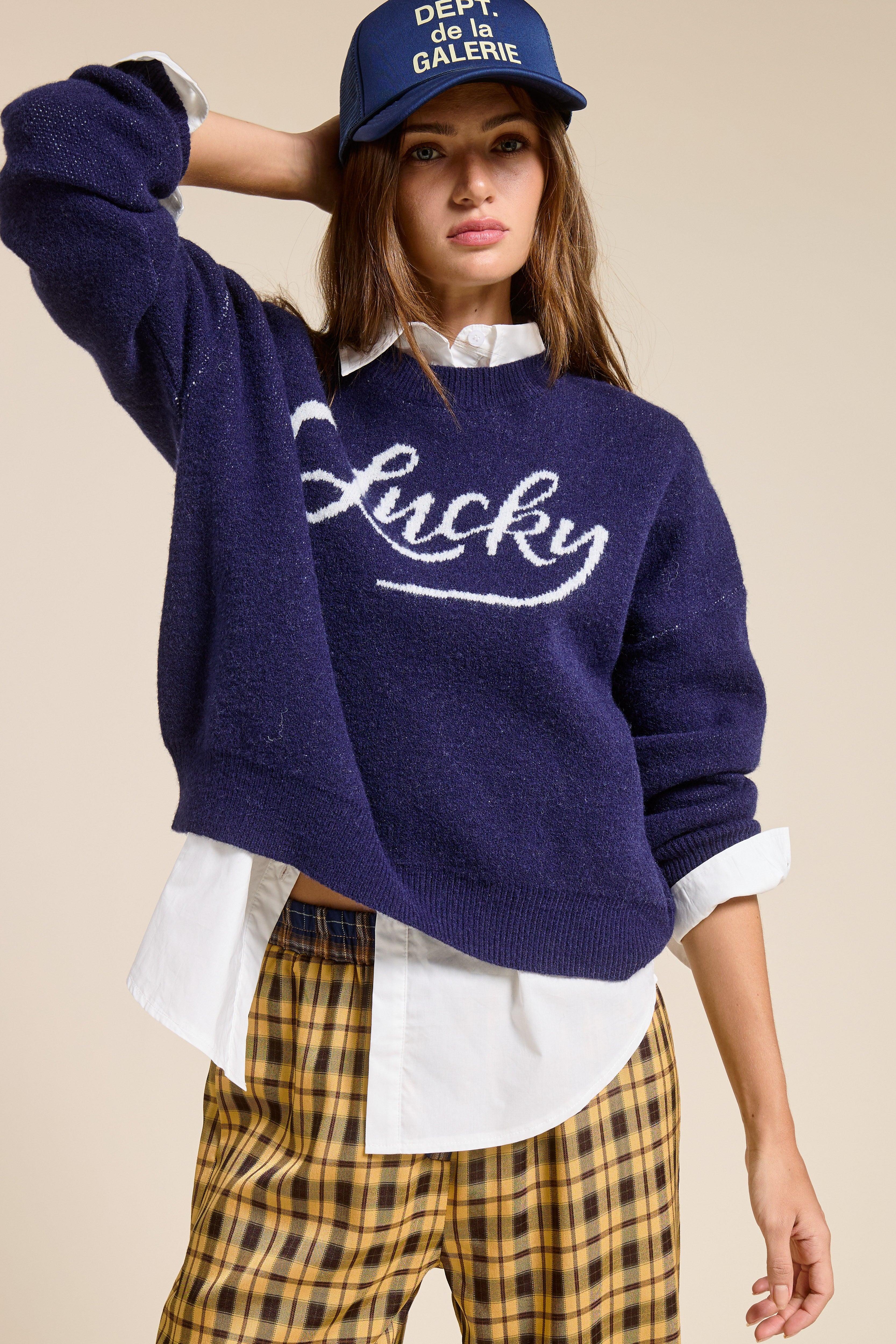 Lucky Crewneck Sweater - Navy