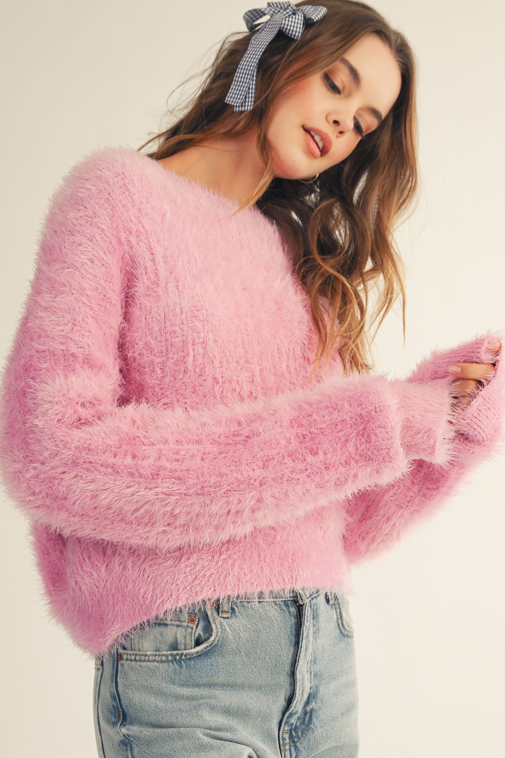 Cotton Candy Fluff Sweater - Pastel Pink