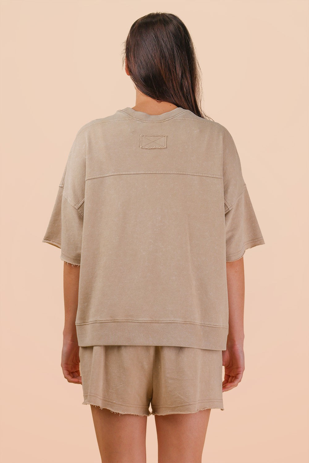 Mineral Washed Knit Casual Top & Shorts