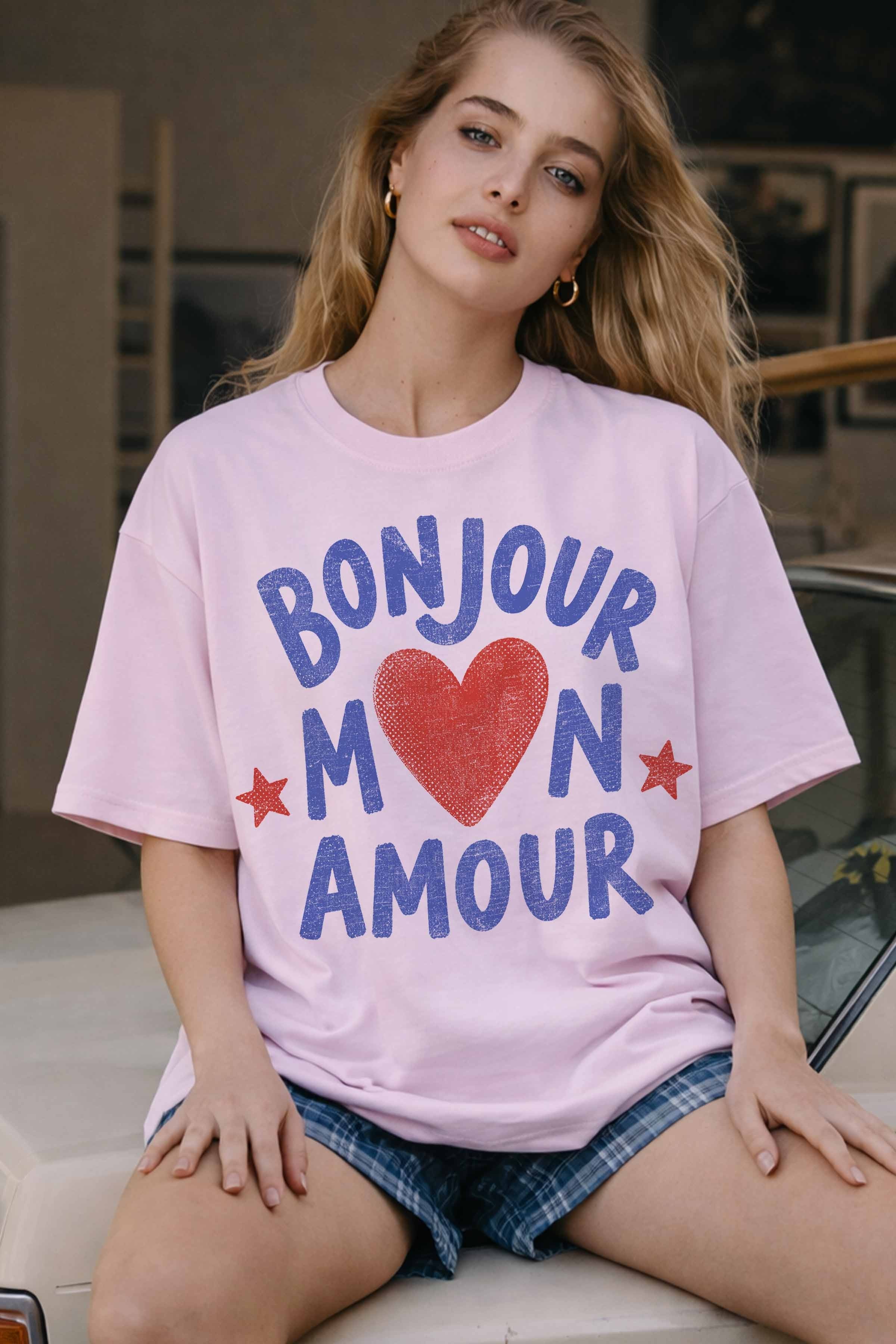 Bonjour Mon Amour Oversized Graphic Tee