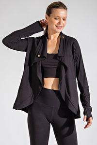 Assymetric Jacket with Cowl Neck - Black