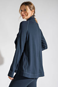 Assymetic Jacket with Cowl Neck - Nocturnal Navy
