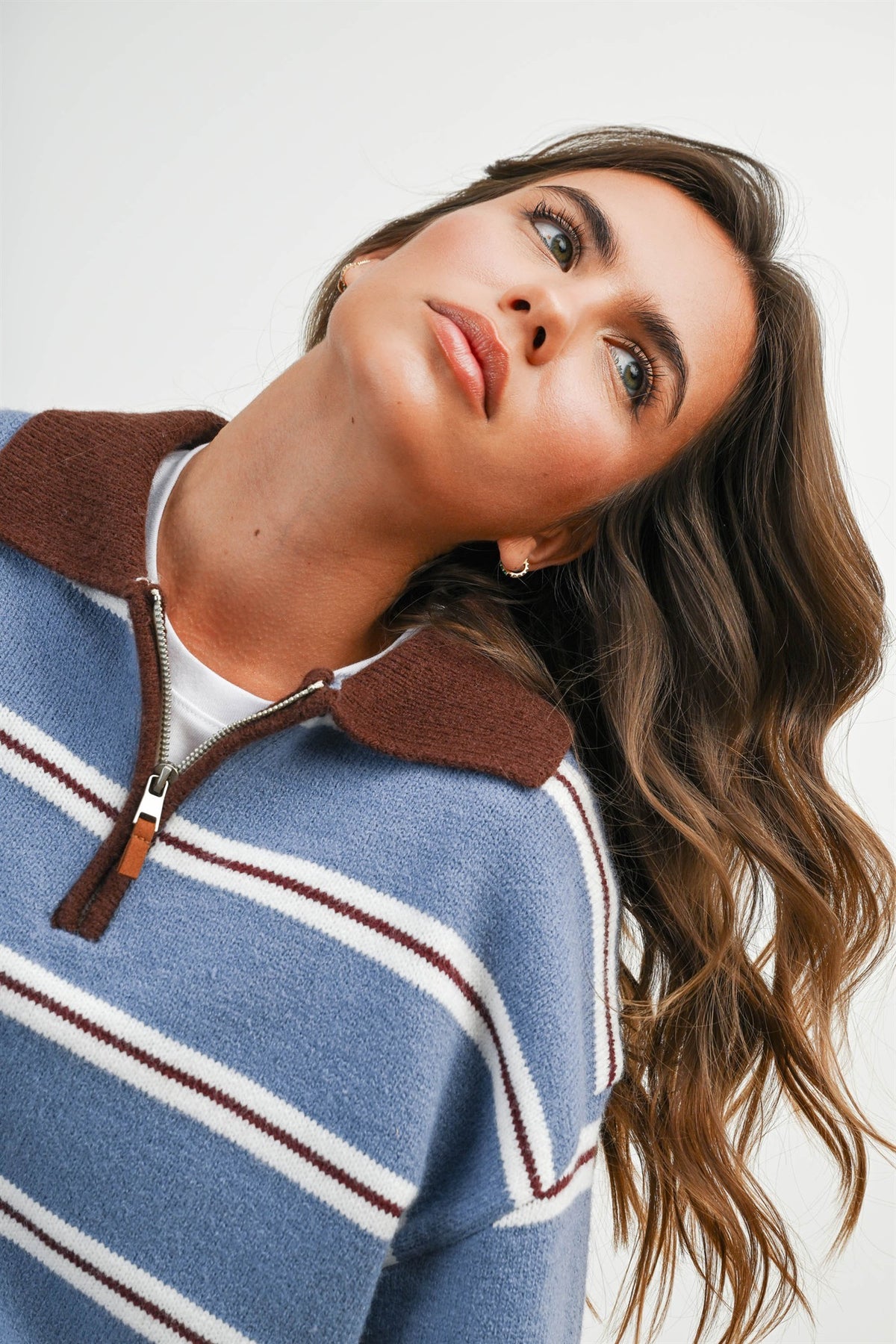 Retro Quarter Zip - Brown/Blue