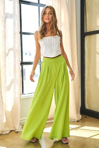 Solid Palazzo Pants - Apple Green