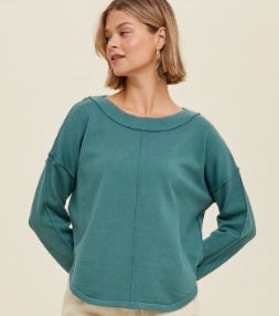 Boat Neck Sweater- Green