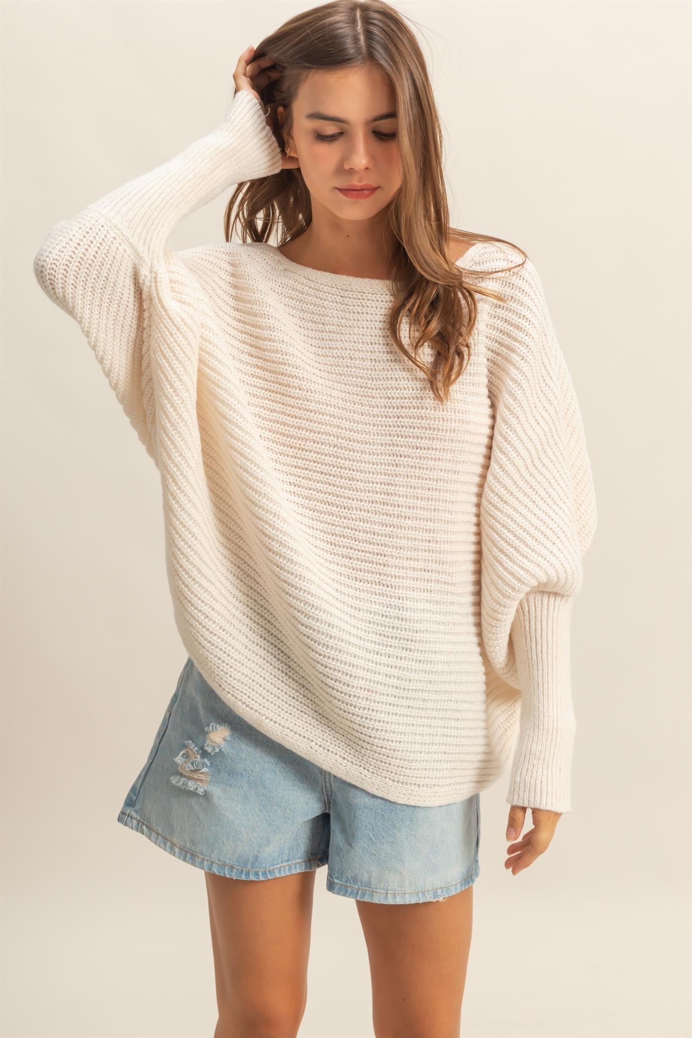 Oversized Knit Sweater - Off White