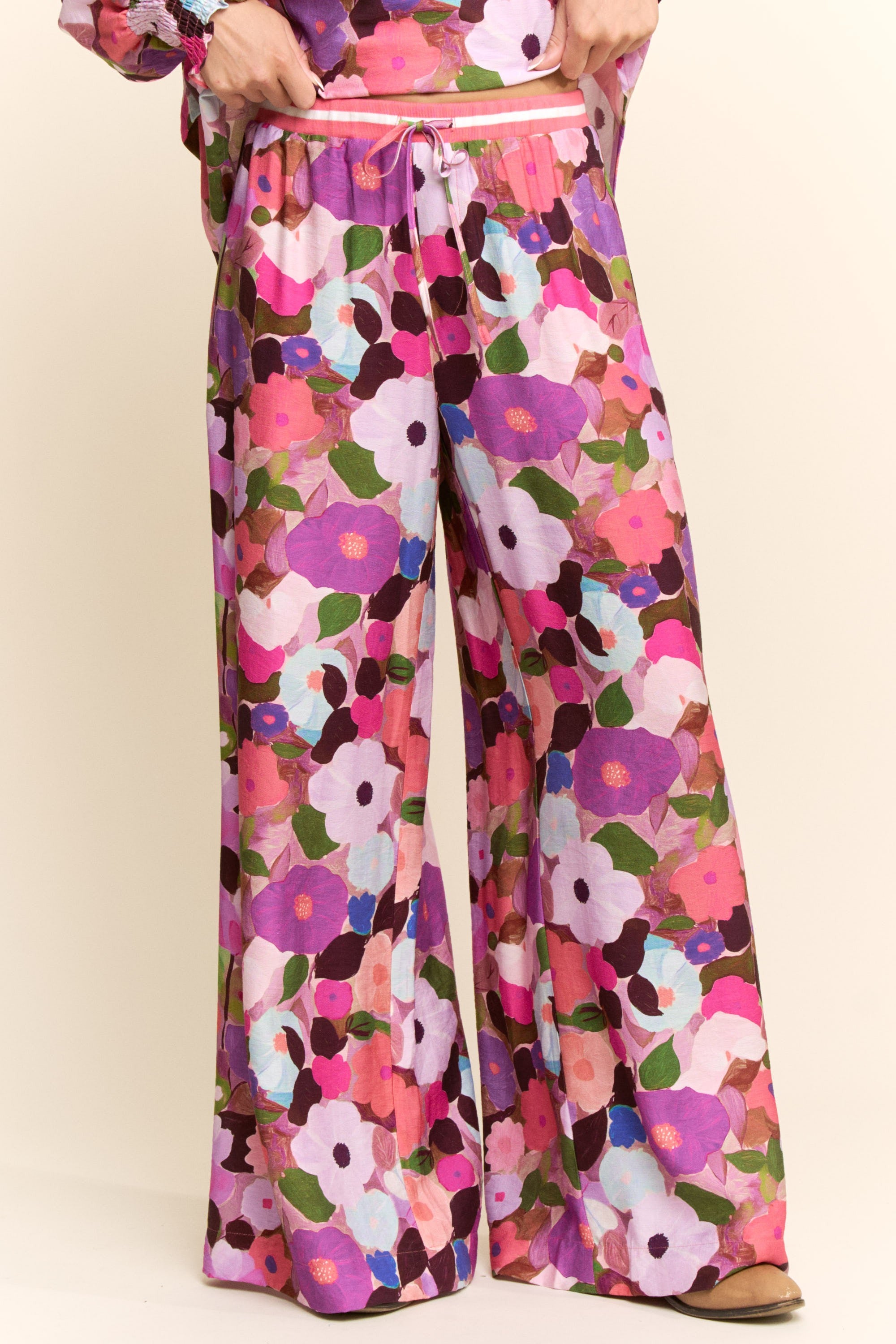 Groovy Floral Pants - Pink